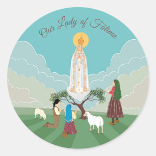 Our Lady of Fátima and the Three Sheperds  Classic Round Sticker