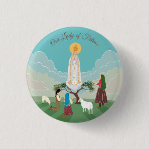 Our Lady of Fatima and the three shepherds 3 Cm Round Badge