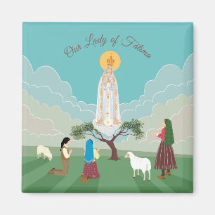 Our Lady of Fatima and the three shepherds Magnet