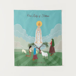 Our Lady of Fatima and the three shepherds Tapestry