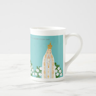 Our Lady of Fatima and white roses Bone China Mug