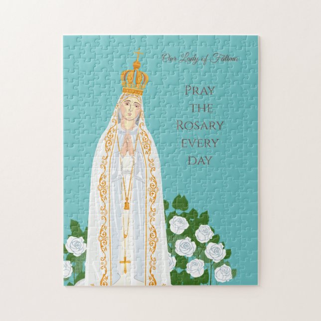 Our Lady of Fatima and white roses Jigsaw Puzzle (Vertical)