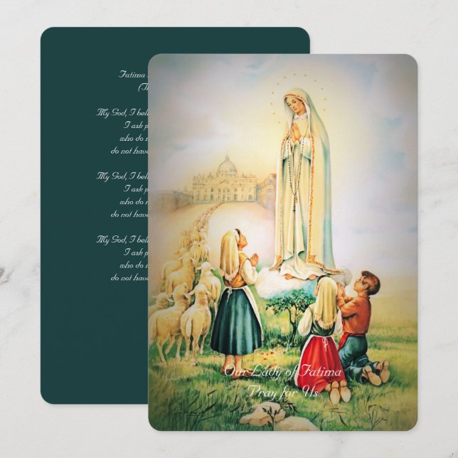 Our Lady of Fatima Angel Theologian Prayer Holiday Card (Front/Back)