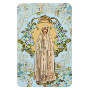 Our Lady of Fatima Blue Floral Religious Magnet