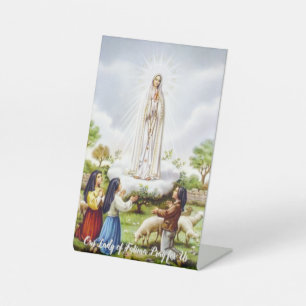 Our Lady of Fatima Christian Plaque Pedestal Sign