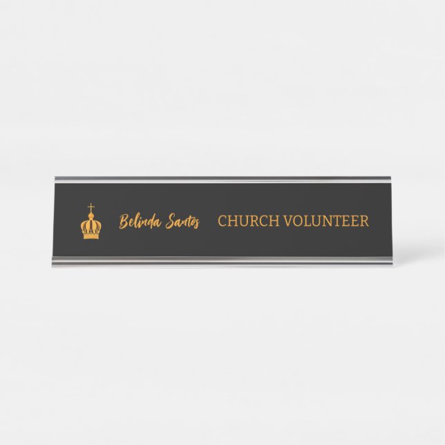 Our Lady of Fatima crown Desk Name Plate (Front)
