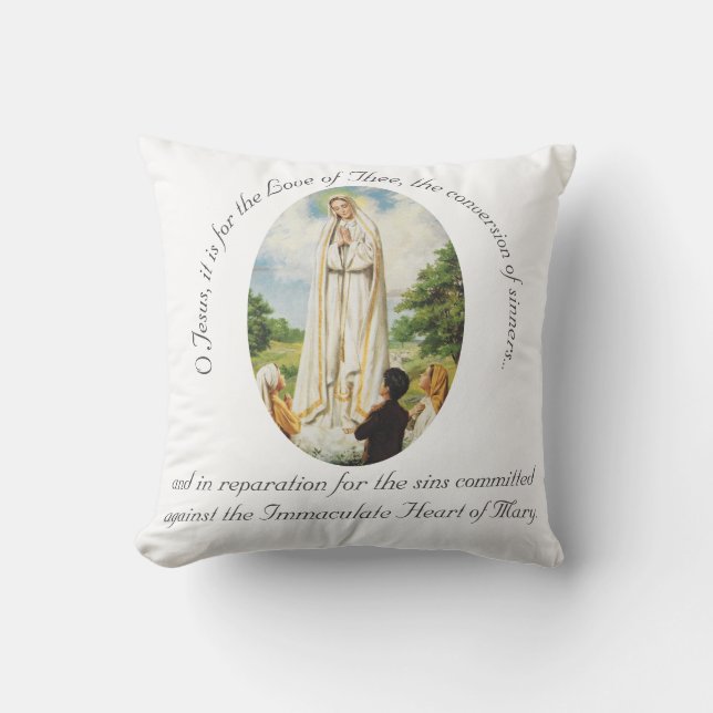 Our Lady of Fatima Personalised Cushion (Front)