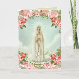 Our Lady of Fatima Pink Roses Card