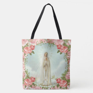 Our Lady of Fatima Pink Roses Tote Bag