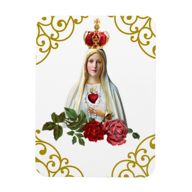 Our Lady of Fatima Rosary Crown Roses Magnet (Vertical)