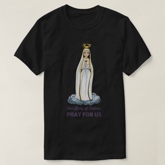 Our Lady of Fatima Rosary Prayer Holy Blessed Mary T-Shirt (Design Front)