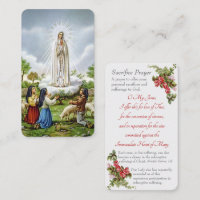 Our Lady of Fatima - "Sacrifice Prayer" Card