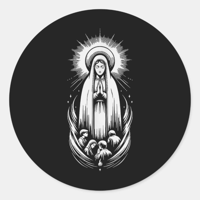 Our Lady Of Fatima Saint Mary Powerful Symbol Moth Classic Round Sticker (Front)