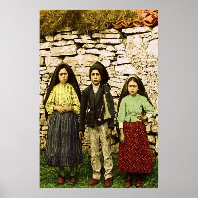 Our Lady of Fatima Virgin Lucia Jacinta Francisco Poster (Front)