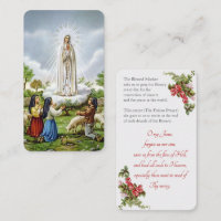 Our Lady of Fatima with "Fatima Prayer" Card