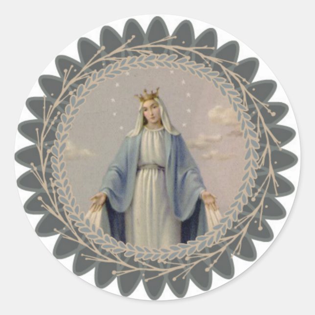 Our Lady of Grace Blessed Virgin Mary Classic Round Sticker (Front)