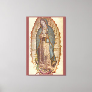 OUR LADY OF GUADALUPE 30x45 NATURAL ON BROWN Canvas Print