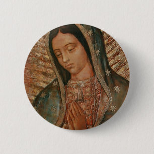 our lady of guadalupe 6 cm round badge