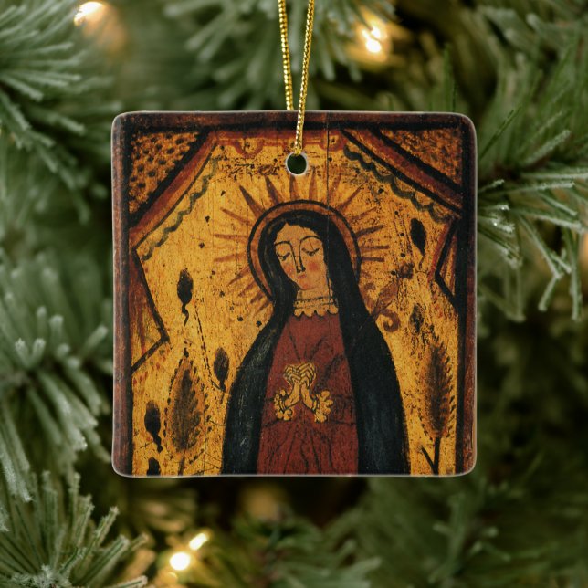 Our Lady of Guadalupe by Pedro Antonio Fresquis Ceramic Ornament (Tree)