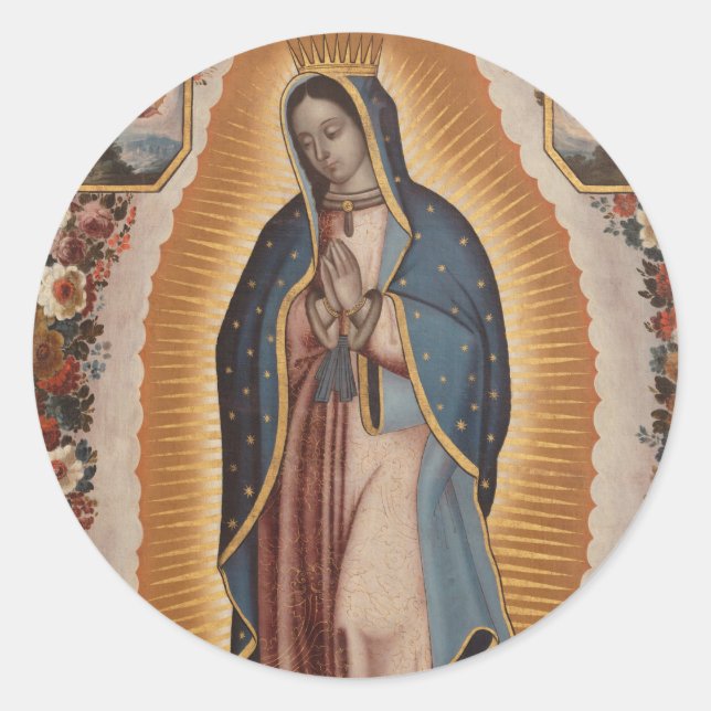Our Lady of Guadalupe Catholic Mexico Classic Round Sticker (Front)