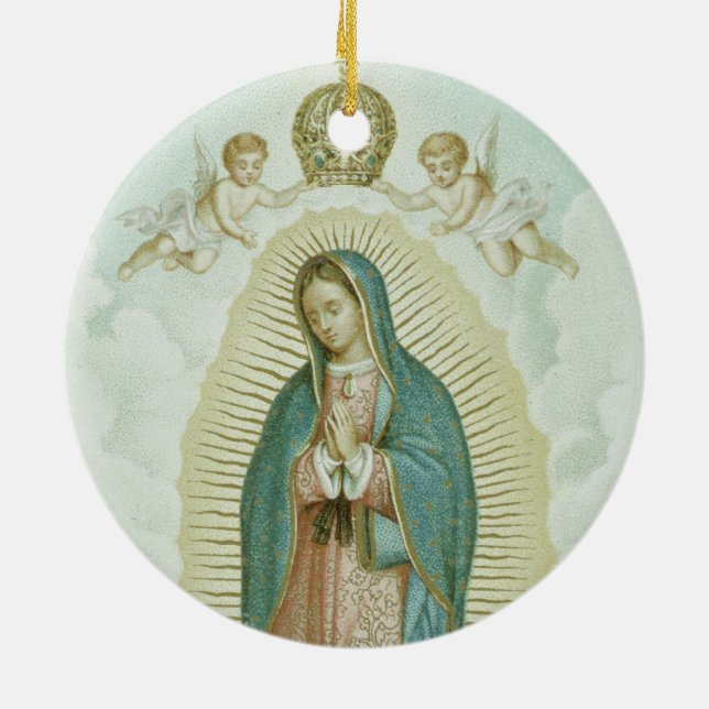 Our Lady Of Guadalupe Ceramic Tree Decoration (Back)