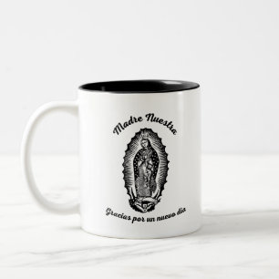 Our Lady of Guadalupe Coffee Mug, Black and White Two-Tone Coffee Mug