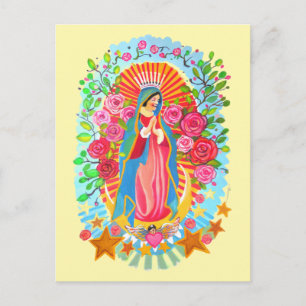 Our Lady of Guadalupe Custom Background Colour Postcard