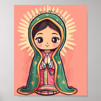our lady of guadalupe cute kawaii style poster