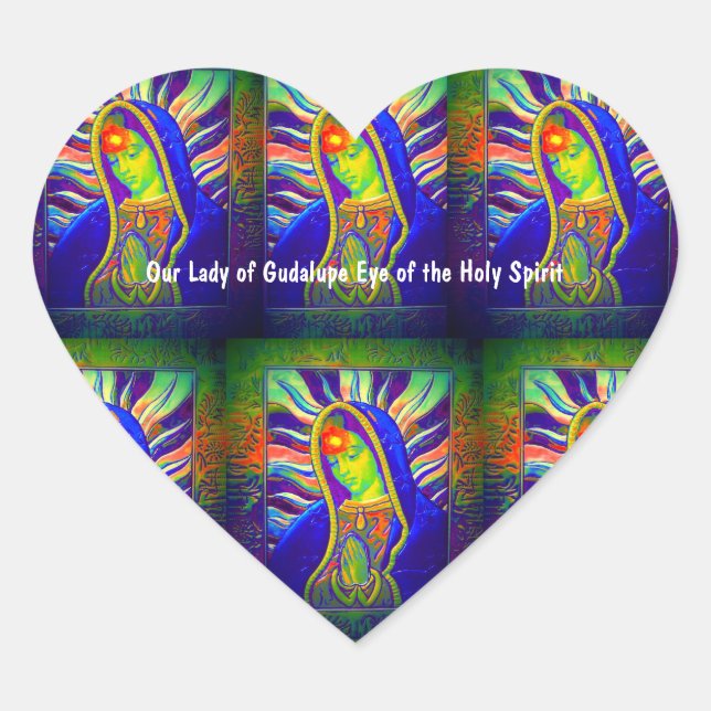 Our Lady of Guadalupe Eye Of The Holy Spirit Heart Sticker (Front)