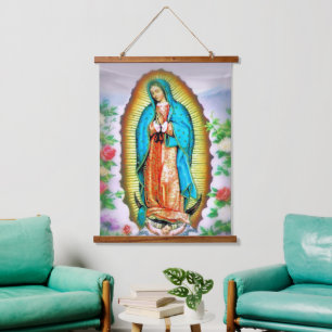 Our Lady of Guadalupe Floral Hanging Tapestry