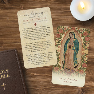 Our Lady of Guadalupe Floral Memorial Prayer Cards