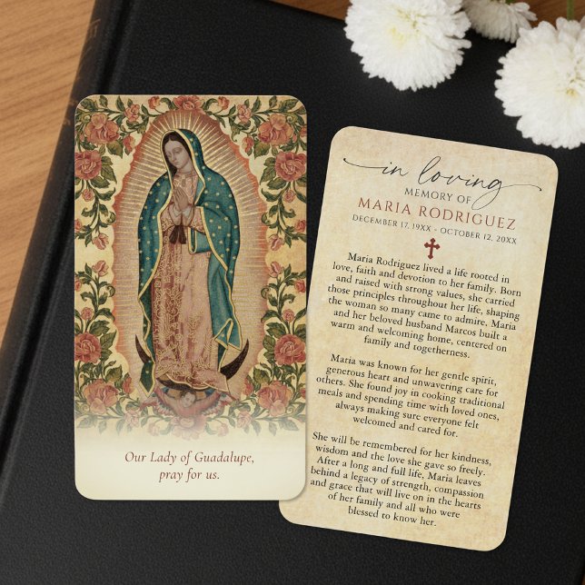 Our Lady of Guadalupe Floral Memorial Prayer Cards (Creator Uploaded)