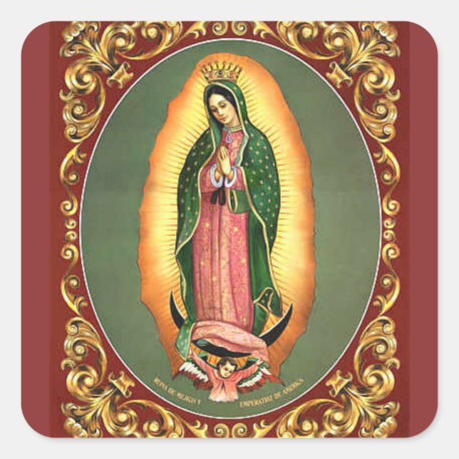 Our Lady of Guadalupe Folk Art Envelope Square Sticker (Front)