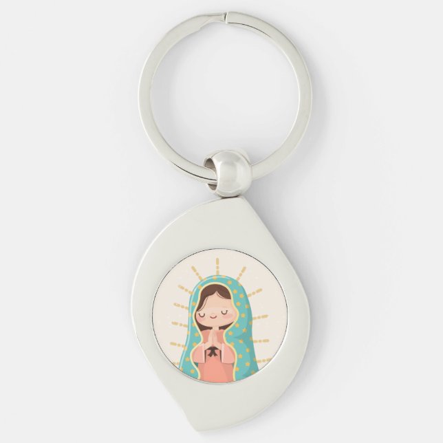 Our Lady of Guadalupe Kawaii Style Key Ring (Front)