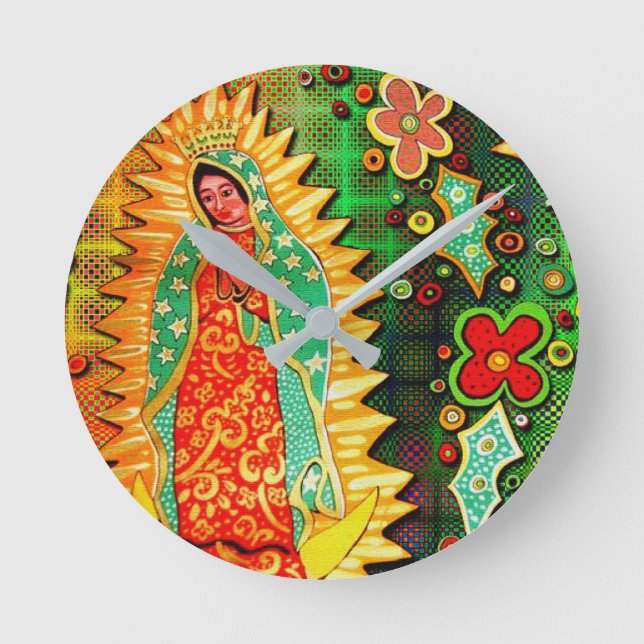 Our Lady of Guadalupe Mexico Round Clock (Front)