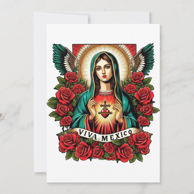 Our Lady of Guadalupe Mother Mary Viva Mexico art Invitation (Front)