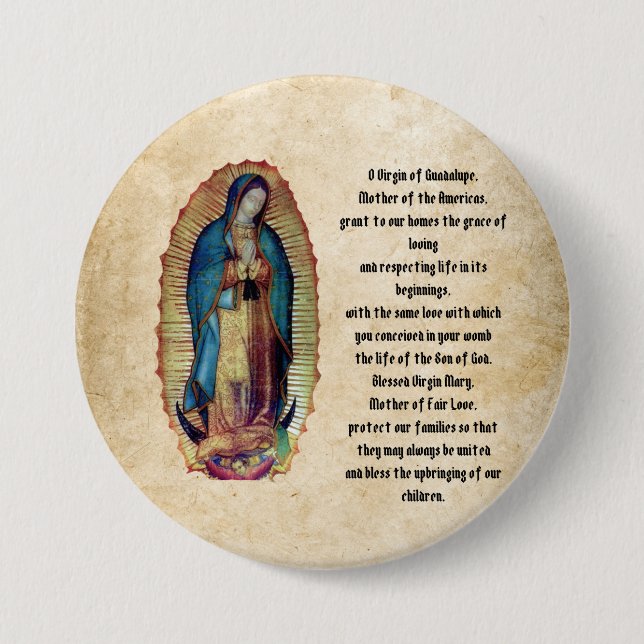 Our Lady of Guadalupe, Nuestra Señora de Guadalupe 7.5 Cm Round Badge (Front)