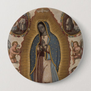 OUR LADY OF GUADALUPE PRAY FOR US 10 CM ROUND BADGE