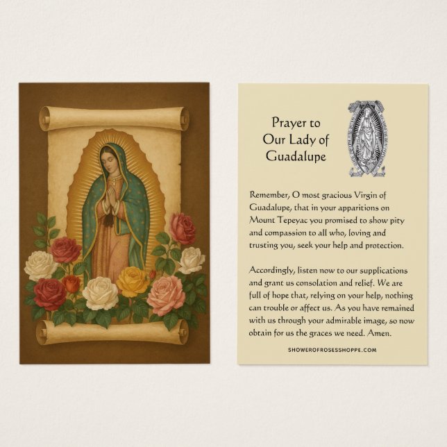 Our Lady of Guadalupe Prayer Holy Card (Front & Back)