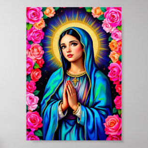 Our Lady of Guadalupe Praying Virgin Mary Vibrant Poster