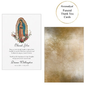 Our Lady of Guadalupe Roman Catholic Funeral  Thank You Card