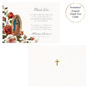 Our Lady of Guadalupe Roses Catholic Funeral  Thank You Card