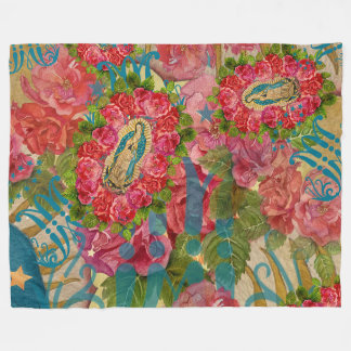 Our Lady of Guadalupe & Roses Fleece Blanket
