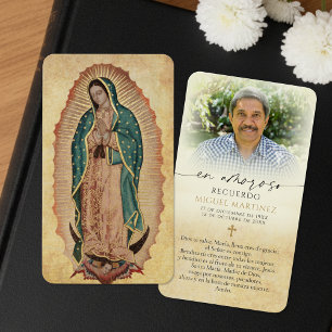 Our Lady of Guadalupe Spanish Memorial Prayer Card