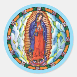 Our Lady of Guadalupe Stained Glass Envelope Classic Round Sticker