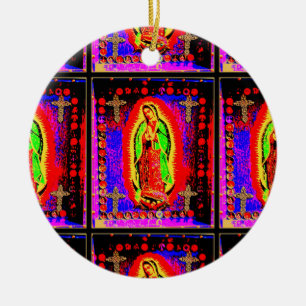 Our Lady Of Guadalupe Throw Pillow Ceramic Tree Decoration