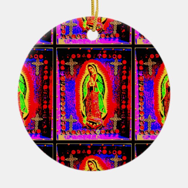 Our Lady Of Guadalupe Throw Pillow Ceramic Tree Decoration (Front)