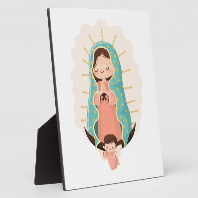 Our Lady of Guadalupe with angel Kawaii Style Plaque (Side)
