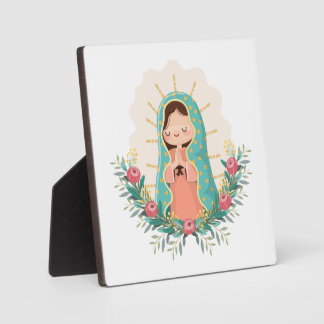 Our Lady of Guadalupe with flowers Kawaii Style Plaque