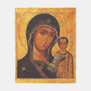 Our Lady of Kazan Orthodox Icon Fleece Blanket